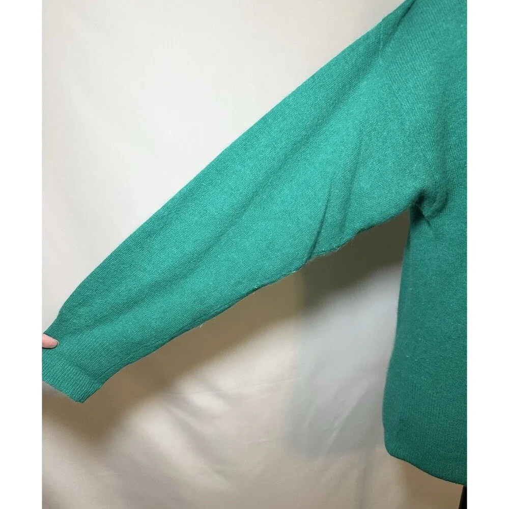 VTG Bloomingdale's y.e.s. Green Lambswool Angora Rabbit Nylon Blend‎ Sweater MED